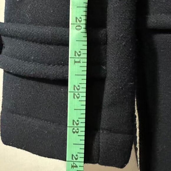 Zara Basic Women's Ladies Dark Blue Navy Wool Coat Jacket with Hood Size (L) - Picture 11 of 12